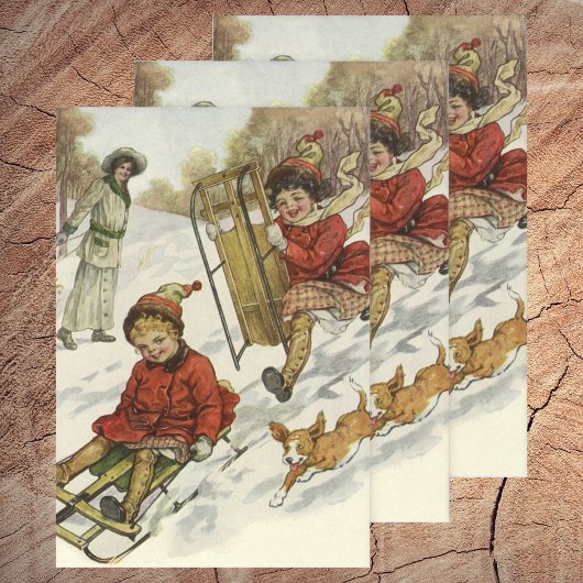 Vintage Kerstmis, Victoriaans kinderslaaphond Inpakpapier Vel