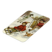 Vintage Kerstmis, Victoriaans kinderslaaphond Magneet (Linkerzijde)