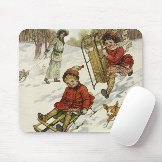 Vintage Kerstmis, Victoriaans kinderslaaphond Muismat (Met muis)