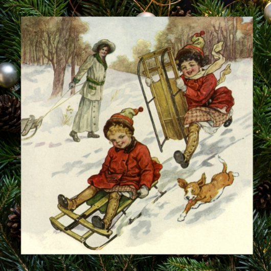 Vintage Kerstmis, Victoriaans kinderslaaphond Poster