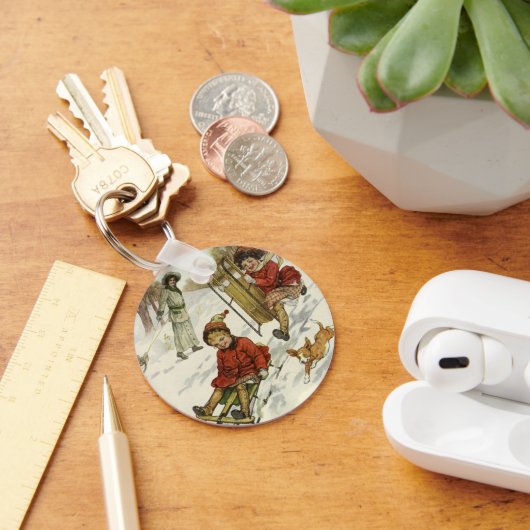 Vintage Kerstmis, Victoriaans kinderslaaphond Sleutelhanger (Bureau)