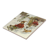 Vintage Kerstmis, Victoriaans kinderslaaphond Tegeltje (Zijkant)