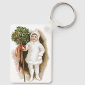 Vintage Kerstmis, Victoriaans meisje met Holly Sleutelhanger (Achterkant)