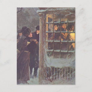 Vintage Kerstmis, Victoriaans mensen van een parti Feestdagenkaart