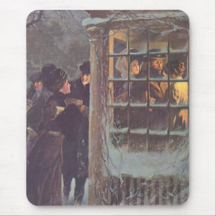 Vintage Kerstmis, Victoriaans mensen van een parti Muismat