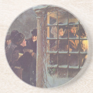 Vintage Kerstmis, Victoriaans mensen van een parti Zandsteen Onderzetter