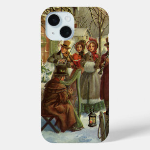 Vintage Kerstmis, Victoriaans Musicians Caroling iPhone 15 Case