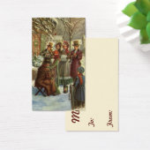 Vintage Kerstmis, Victoriaans Musicians Caroling Visitekaartje (Bureau)