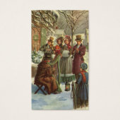 Vintage Kerstmis, Victoriaans Musicians Caroling Visitekaartje (Voorkant)