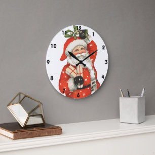 Vintage Kerstmis Victoriaanse Kerstman IJsschaatse Grote Klok