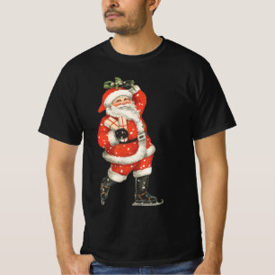 Vintage Kerstmis Victoriaanse Kerstman IJsschaatse T-shirt