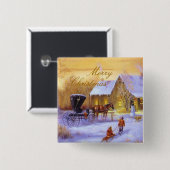 Vintage Kerstmis Vierkante Button 5,1 Cm (Voorkant /achterkant)