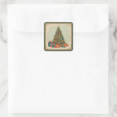 Vintage Kerstmis Vierkante Sticker (Tas)