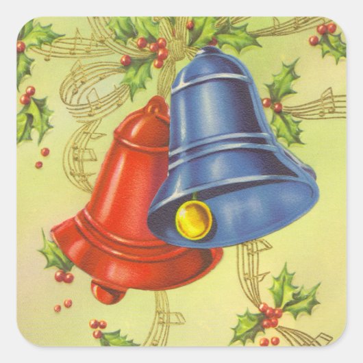 Vintage Kerstmis Vierkante Sticker (Voorkant)