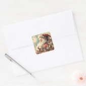 Vintage Kerstmis Vierkante Sticker (Envelop)
