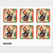 Vintage Kerstmis Vierkante Sticker (Vel)