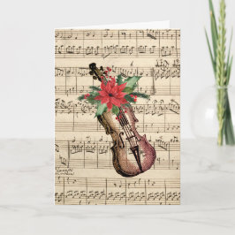Vintage Kerstmis Violin en vel Music Kaart