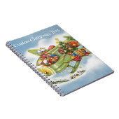 Vintage Kerstmis, vliegtuig met kerstmis Notitieboek (Rechterzijde)