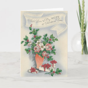 Vintage Kerstmis voor mijn vrouw Feestdagen Kaart