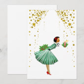 Vintage Kerstmis Vrouw die een kaars uitblaast Feestdagenkaart (Voorkant / Achterkant)