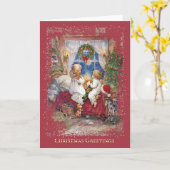 Vintage Kerstmis - Wenskaart Kaart (Gele Bloem)