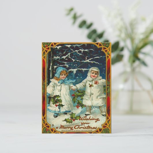 Vintage Kerstmis wenst Briefkaart (Staand voorkant)