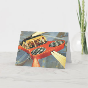 Vintage Kerstmis, Wetenschapsfiche Futuristci Feestdagen Kaart