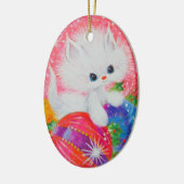 Vintage Kerstmis White Kitten Keramisch Ornament (Links)