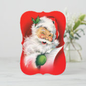 Vintage Kerstmis Winking Santa Kaart (Staand voorkant)
