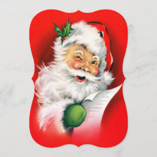 Vintage Kerstmis Winking Santa Kaart