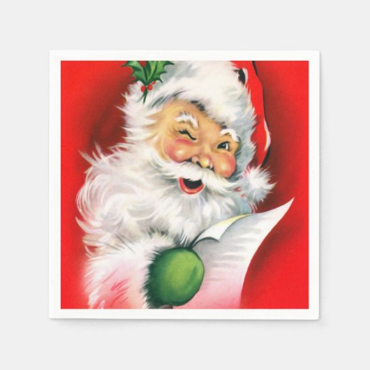 Vintage Kerstmis Winking Santa Servet (Voorkant)