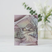 Vintage Kerstmis Winter House Feestdagenkaart (Staand voorkant)