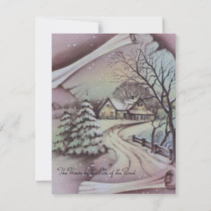 Vintage Kerstmis Winter House Feestdagenkaart