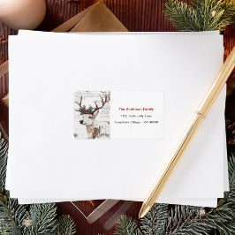 Vintage Kerstmis Winter Rendier Adres Etiket