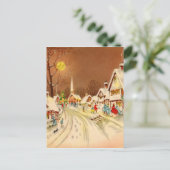 Vintage Kerstmis Winter Sneeuwstad Feestdagenkaart (Staand voorkant)