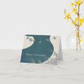 Vintage Kerstmis, Winter Vogels Kaart (Gele Bloem)