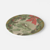 Vintage kerstmis, wintercabine papieren bordje (Gekanteld)