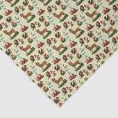 Vintage Kerstmis Woodland Deer Santa Snowman Tissuepapier (Detail)