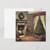 Vintage Kerstmis Woonkamer met Kerstboom Feestdagenkaart (Voorkant / Achterkant)