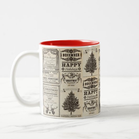 Vintage Kerstmis Woorden Mok (Links)