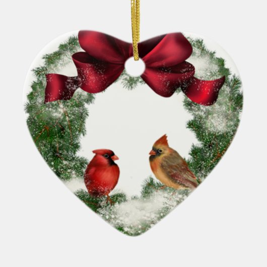 Vintage Kerstmis Wreath Keramisch Ornament (Voorkant)