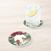 Vintage Kerstmis Wreath Zandsteen Onderzetter (Zijkant)