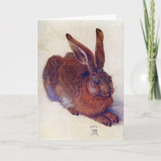Vintage Kerstmis, Young Hare by Durer Feestdagen Kaart (Voorkant)
