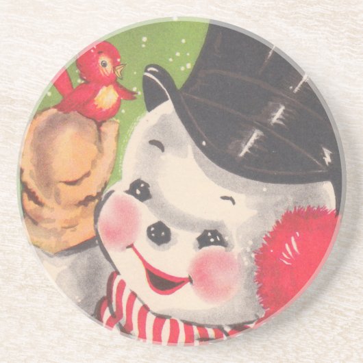 Vintage Kerstmis Zandsteen Onderzetter (Voorkant)