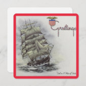 Vintage Kerstmis Zeilboot Ship Vakantie Kaart (Voorkant / Achterkant)