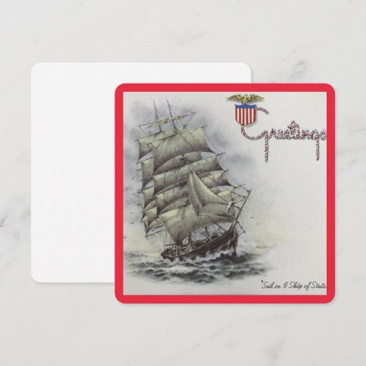 Vintage Kerstmis Zeilboot Ship Vakantie Kaart (Voorkant / Achterkant)