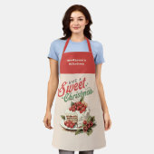 Vintage Kerstmis Zoete Cake Aangepaste Naam Schort (Gedragen)