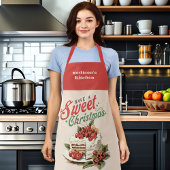 Vintage Kerstmis Zoete Cake Aangepaste Naam Schort