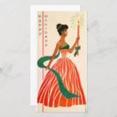 Vintage Kerstmis Zwart Dame Feestdagenkaart (Voorkant / Achterkant)