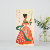 Vintage Kerstmis Zwart Dame Feestdagenkaart (Staand voorkant)